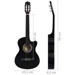 Vidaxl guitare découpée classique occidentale avec 6 cordes noir 38"