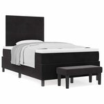 vidaXL Lit à Ressorts avec Matelas & Banc Noir 120x190 cm Velours
