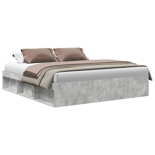 vidaXL Cadre de lit sans matelas gris béton 200x200 cm