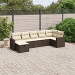 vidaXL Salon de jardin avec coussins 7 Pièces marron résine tressée