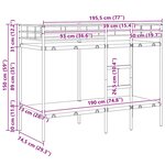 vidaXL Lit superposé sans matelas noir 75x190 cm acier