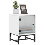 vidaXL Tables de chevet avec portes en verre 2 Pièces blanc 35x37x50 cm