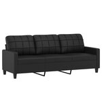 vidaXL Canapé à 3 places avec repose-pieds Noir 180 cm Similicuir