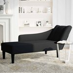 vidaXL Fauteuil long avec accoudoir droit noir tissu