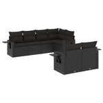 vidaXL Salon de jardin 7 Pièces avec coussins noir résine tressée
