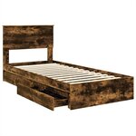 vidaXL Lit de Rangement Chêne fumé 100 x 200 cm Bois d'ingénierie