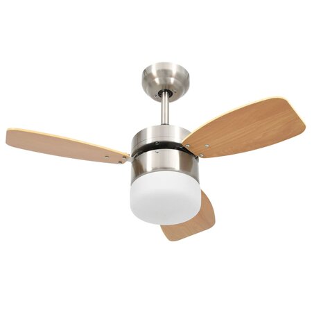 vidaXL Ventilateur de plafond lampe et télécommande 76 cm Marron clair