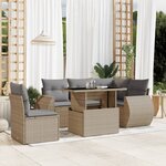 vidaXL Salon de jardin avec coussins 6 Pièces beige résine tressée