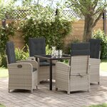 vidaXL Ensemble de salle à manger de jardin de 5 pièces avec coussins gris clair en rattan poly