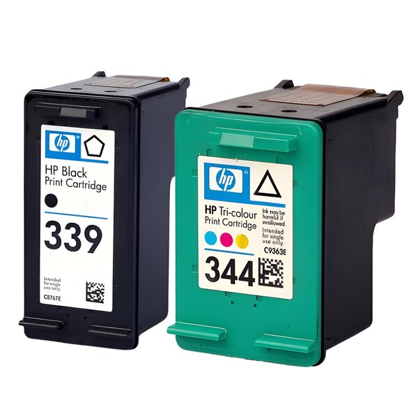 Pack de 2 cartouches d'encre authentiques HP 339/344 Noir et couleurs - programme SECOND