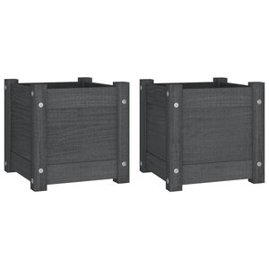 vidaXL Jardinières d'extérieur 2 Pièces Gris 31x31x31 cm Bois de pin