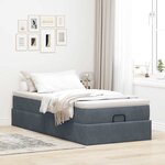 vidaXL Cadre de lit ottoman avec matelas gris foncé 100x200 cm velours