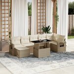vidaXL Salon de jardin avec coussins 8 Pièces beige résine tressée