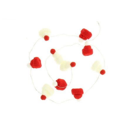 Guirlande led à piles mini bonnet de noël 1m40 ip20 10 led - rouge ; blanc - silamp