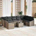 vidaXL Ensemble de canapé de jardin 10 Pièces Gris Poly rotin