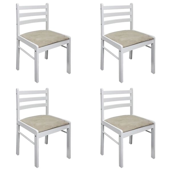 vidaXL Chaises à manger lot de 4 blanc hévéa solide et velours