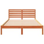 vidaXL Cadre de lit avec tête de lit Brun cire 140 x 210 cm Pin massif