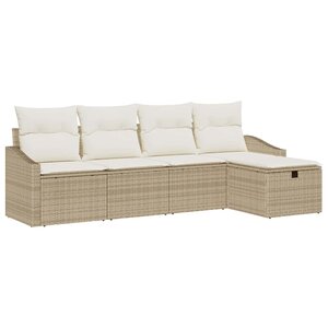 vidaXL Ensemble de canapé de jardin 5 Pièces Beige Poly rotin