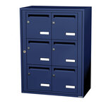 Bloc collectif leabox.com  2x3  grade 3  simple face  Intérieur  fixation murale  Bleu Saphir RAL 5003 finition brillante