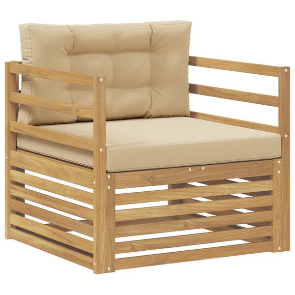 vidaXL Canapé d’extérieur Blanc et Beige