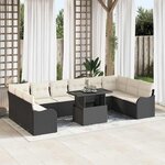 vidaXL Ensemble de canapé de jardin 11 Pièces Noir Poly rotin