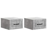 vidaXL Cabinet de chevet mural 2 Pièces Gris béton 34 5 x 33 x 20 cm