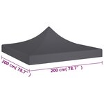 vidaXL Toit de tente de réception 2x2 m Anthracite 270 g/m²