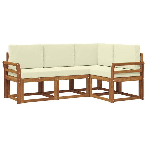 vidaXL Ensemble de canapés d'extérieur 4 pc Naturel et Crème