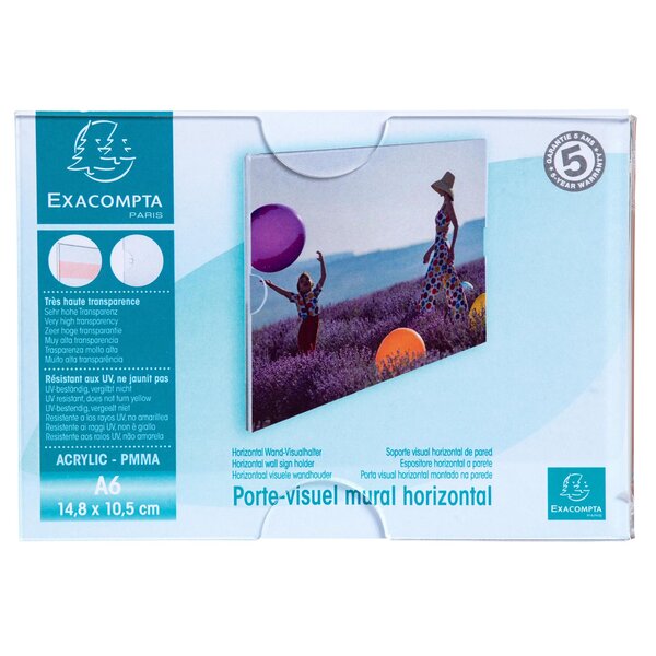 Porte Visuel Mural Horizontal A6 - Cristal - Exacompta
