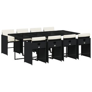 vidaXL Ensemble à manger de jardin 9Pièces coussins noir résine tressée