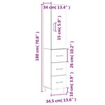 vidaXL Buffet haut Chêne fumé 34 5x34x180 cm Bois d'ingénierie