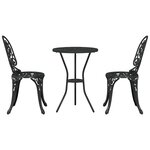 vidaXL Ensemble bistro de jardin 3 Pièces Noir Aluminium