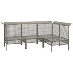 vidaXL Salon de jardin 4 Pièces avec coussins Gris Résine tressée