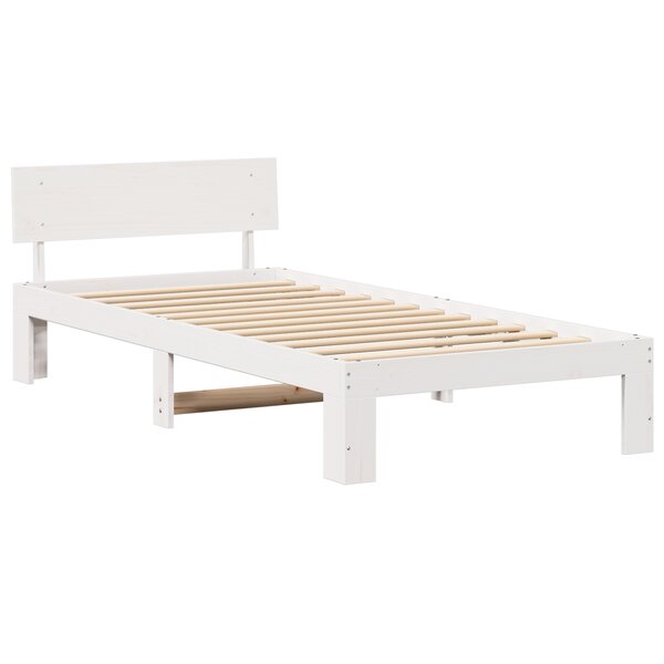vidaXL Cadre de lit avec tête de lit blanche 75x190 cm en bois de pin massif
