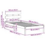 vidaXL Cadre de lit avec tête de lit blanche 100x200 cm en bois massif de pin