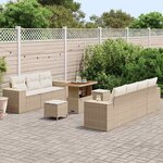 vidaXL Ensemble de canapé de jardin 10 Pièces Beige et crème Poly Rattan