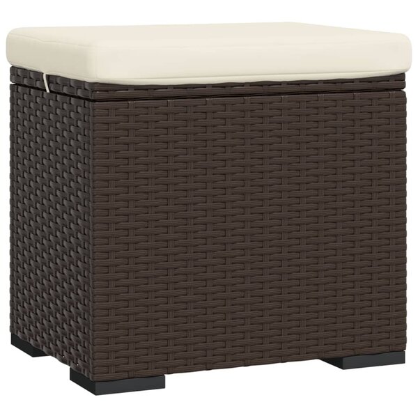 vidaXL Pouf avec coussin marron 40x30x40 cm résine tressée