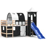 vidaXL Lit mezzanine enfants avec tour blanc/noir 80x200cm pin massif