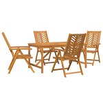 vidaXL Ensemble de jardin de 5 pièces en bois massif d'acacia