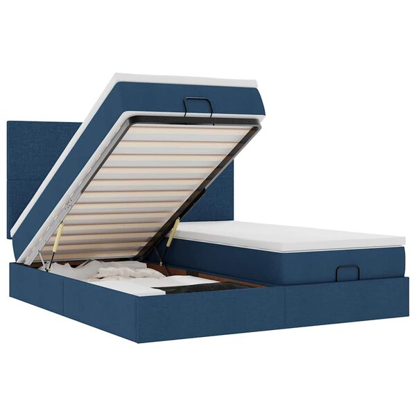 VidaXL Cadre de lit ottoman avec matelas bleu 160x200 cm tissu