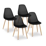 Lot de 4 chaises salon salle à manger restaurants  les cafés  les bureaux et les salles d'attente 150 kg max hauteur 46 cm plastique & acier noir 4_0006002