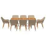 vidaXL Ensemble de salle à manger pour jardin 9 Pièces Beige polyrotin