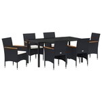 vidaXL Ensemble de Salle à Manger de Jardin 7 Pièces Noir Rattan Synthétique