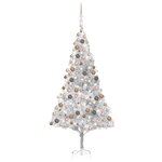 vidaXL Arbre de Noël artificiel pré-éclairé/boules argenté 240 cm PET