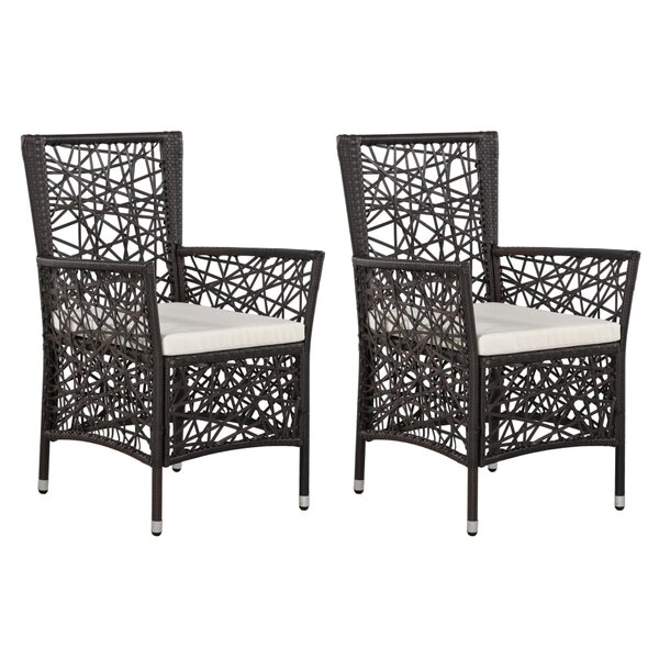 vidaXL Chaises d'extérieur 2 Pièces avec coussins Résine tressée Marron