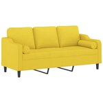 vidaXL Canapé 3 places avec oreillers jaune clair 180 cm tissu
