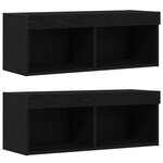 Étagère Flottante vidaXL 2 Pièces Chêne Noir 40x28 5x40 cm Bois d'ingénierie