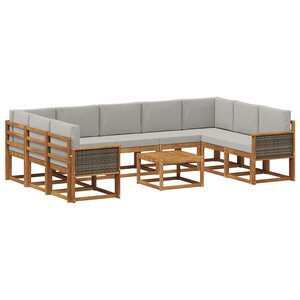 vidaXL Ensemble de canapés d'extérieur 10 pc Naturel et gris clair