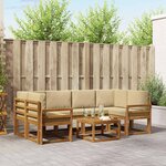 vidaXL Ensemble de canapés d'extérieur 7 Pièces Naturel et Beige
