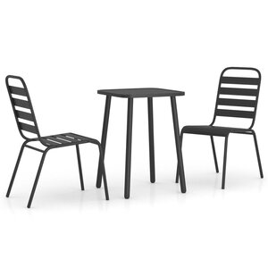 vidaXL Ensemble à manger de jardin 3 Pièces anthracite acier